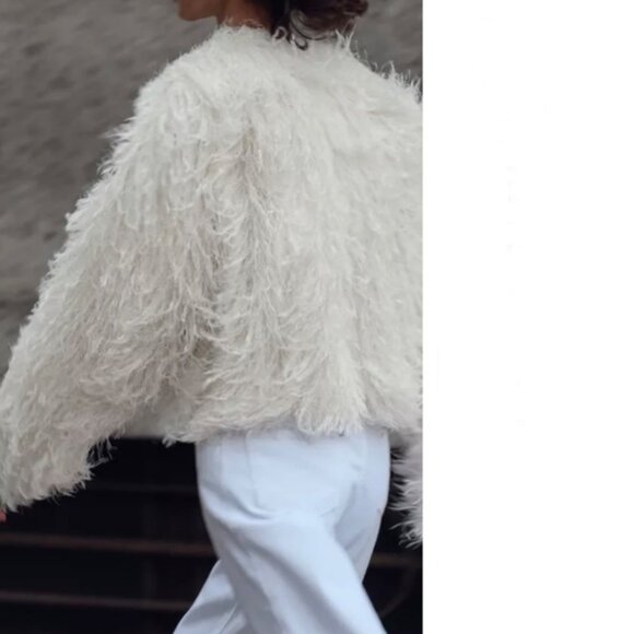 ZARA FRINGED JACKET WITH METALLIC THREAD - Picture 7 of 9